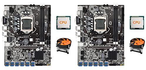 Wlauqueta 2 x ETH B75 12 PCIE to USB Adapter + CPU + Cooling Fan LGA1155 DDR3 MSATA B75 Motherboard USB BTC Miner
