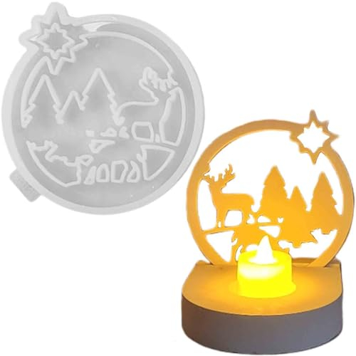 Silikonformen Gießformen, Silikonform Kerzenhalter, Silikon Gießform Kerzenhalter, Gipsformen zum Gießen (Einsatz - Weihnachtsbaum und Elch)