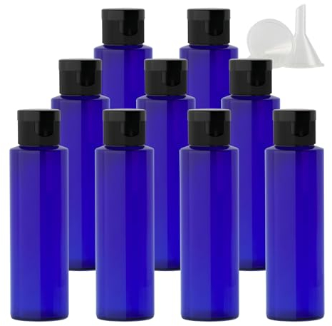 PQPAUTY 24 Pezzi 100ml flaconi vuoti da Blu in plastica da viaggio bottiglia di lozione con Tappo Flip Top Nero, ricaricabili, per lozione e shampoo Cosmetica Bottiglie Flaconi