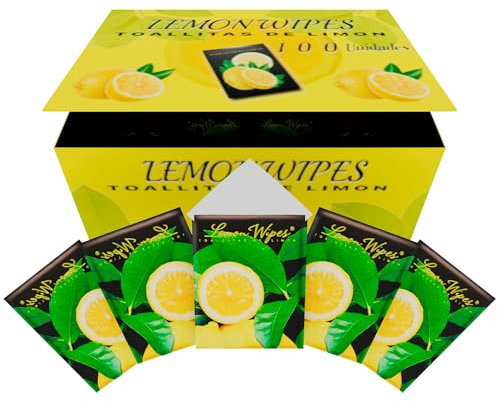 Prieto Larrey - Pack 100 Toallitas limón para manos - Toallitas elimina olores de Marisco, Pescado, Carne y Suciedad - Sobres individuales - Húmedas y con fragancia a limón -Uso Dómestico u Hostelería