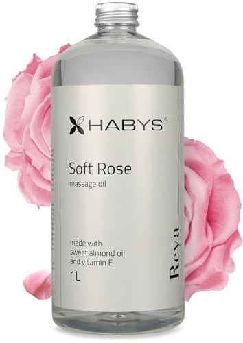 HABYS REYA | Soft Rose Massageöl Öl | Duft von Rosen | für Massage | Mit Mandelöl und Vitamin E (1 L)