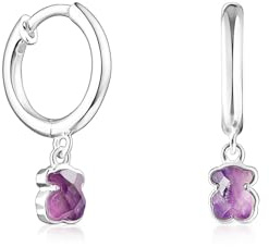 TOUS Pendientes de Plata para Mujer de Primera Ley y Amatista, Colección Cool Color