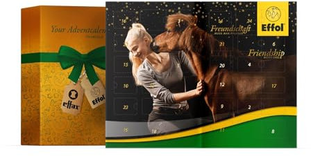EFFOL Pferde Adventskalender 2024 für echte Pferde - Wert 250 €, 24 Geschenke für Pferde und Pferdefans,Advent Kalender für Pferd und Reiter, INKLUSIVE JUNG Zubehör