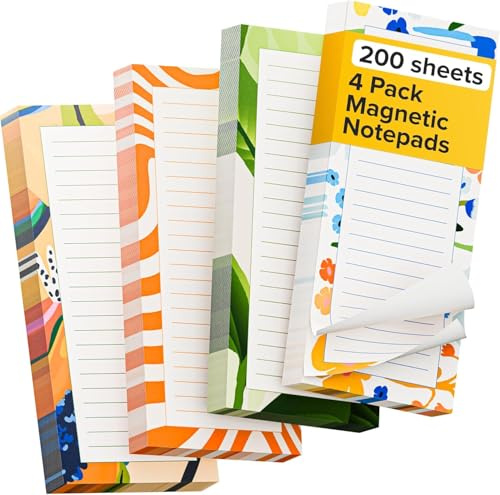 X-BET MAGNET Magnetic Notepads for Refrigerator 4 Pack 50 Sheets, 70g Double gummed Paper with Color Printing