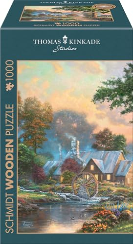 Schmidt Spiele 59797 Am Alten Mühlenbach, Thomas Kinkade, 1000 Teile Holzpuzzle
