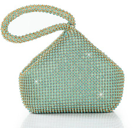 BABEYOND Pochette Donna Argento Strass Clutch Cerimonia Borsetta da Sera Elegante Borsa per Matrimonio Party Sposa(turchese)