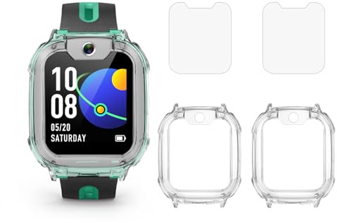 Schutzhülle und Displayschutz für imoo Watch Phone Z1, Schützen Sie die Uhr Ihres Kindes Besser, 2 transparente Schutzhüllen + 2 Schutzfolien