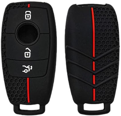 Kesiku Mercede*s Schlüsselhülle für Class A B C E S CLA CLS GLA GLE GLC GLK AMG Schlüssel, Mercede*s Schlüssel Cover, Autoschlüssel Hülle Mercede*s Silikon - 3 Tasten Schwarz
