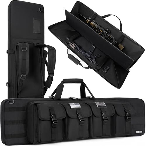 TORIBIO Double Rifle Case Soft Bag Gun Case, 36 Tactical Rifle Pistol Firearm Storage for Transportation and Hunting Shooting Range, Long Rifle Backpack for Indoor Outdoor