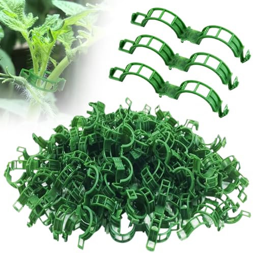 150 Stück Pflanzenclips Kletterpflanzen, 2025 Neu Kunststoff Gesichertem Pflanzklemme Pflanzenstütze Clips, Pflanzenklammern Tomatenclips für Gemüse Tomate Pflanzen Befestigung (150, Grün)