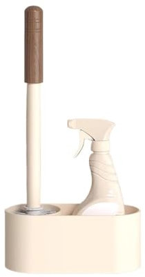 GLigeT Escobilla Estante for escobilla de baño, Cabezal de Cepillo Redondo, Juego de portaescobilla, Kit de Brus de plástico for Inodoro montado en la Pared o de pie Escobilla de Baño