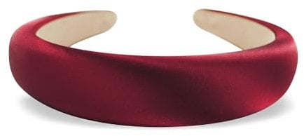 axy Haarreif aus gepolstertem Seidenstoff in eleganten festlichen Farben Wunderschön Damen Stirnband Haarschmuck Haarreifen Hairband HRK2Ro (Dunkelrot, breit)