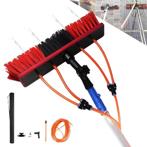 Fensterreinigungspfosten, wasserbetriebenes Teleskop-Bürsten-Set für Terrassendächer, Sonnenkollektoren und hohe Fenster, ausziehbare Reinigungsgeräte auf professioneller Ebene
