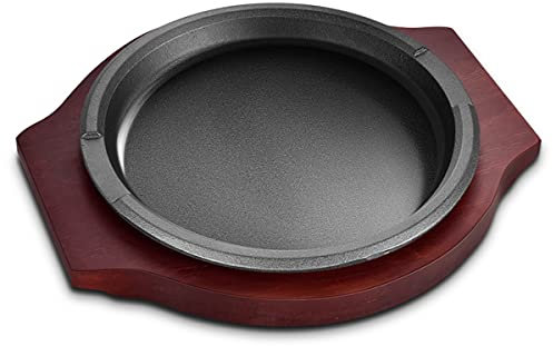 Piatto da portata per bistecca in ghisa, piatto spesso teppanyaki, piatto da barbecue coreano, piatto da bistecca fritta, piastra barbecue in ghisa, piatto da bistecca occidentale, 28 cm