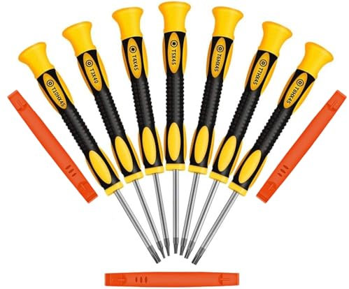 JOZMMZEOOA 7 Pcs Torx Screwdriver Sets T3 T4 T5 T6 T7 T8 T10 Precision Torque Screwdriver Anti Slip Bits to Repair Clean Replace Parts(Contains 3 Double-Ended Disassembly Sticks)