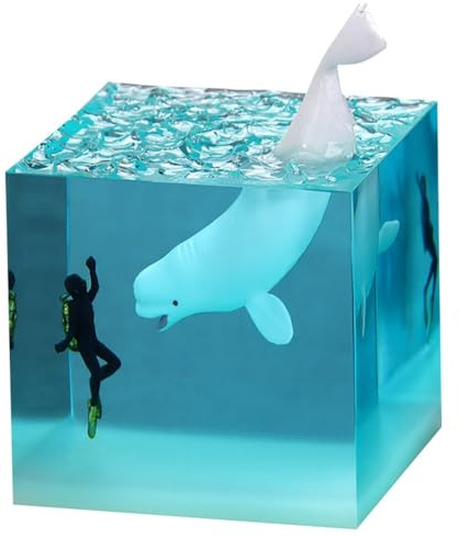 Giwnhvx A- Humpback Whale Diver Cube Ornament Resin Whale Home Birthday Gift Ornament Marine Resin Decoration