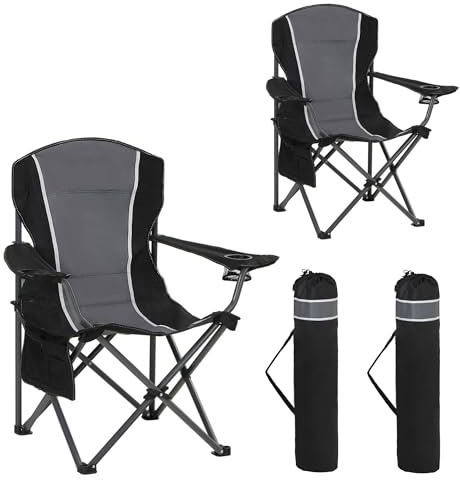 HIGH POINT SPORTS Campingstuhl Faltbar 2er Set, Campingsessel, Klappstuhl