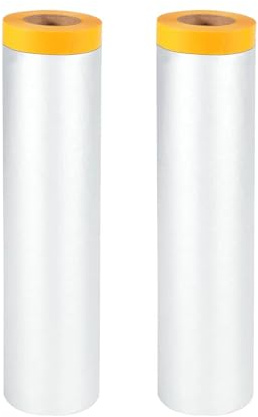 Self-Stick Masking Film Roll for Quick Paint Protection, Plastic Dust Sheets for Furniture, Floors, Walls, Cabinets & Cars During Renovation Projects 4 Rolls 3mx20m