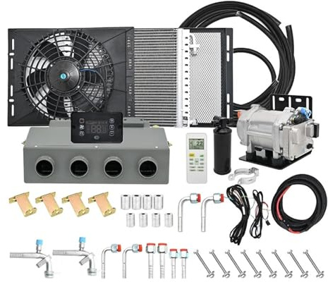 Compresseur d'air électrique Universel 406-4 Trous for Voiture, avec système de climatisation 12 V/24 V - Contrôle Climatique Parfait for la climatisation Large compatibilité(Cooling 12V-1)