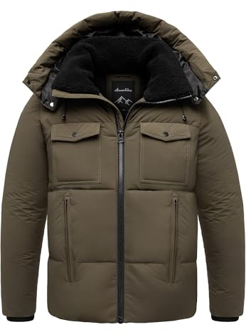 Amaci&Sons Herren Gefütterte Winter Jacke für Männer mit Kapuze 9130
