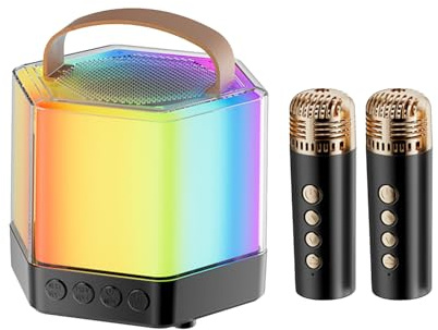 Altoparlante portatile con microfono, macchina karaoke microfono wireless | Potente strumento di intrattenimento della bobina per feste, attività all'aperto
