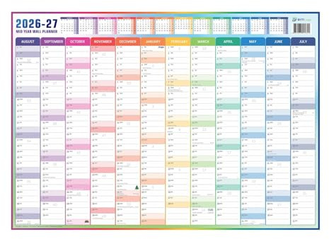 2026-27 A2 Academic Wall Planner | Dry-Wipe Calendar | Aug-Jul | UK Ireland | A2 59.4x42cm | Aug 2026-Jul 2027 | UK & Ireland holidays | 52 weeks | Dry-wipe laminated | Student, university, school & home