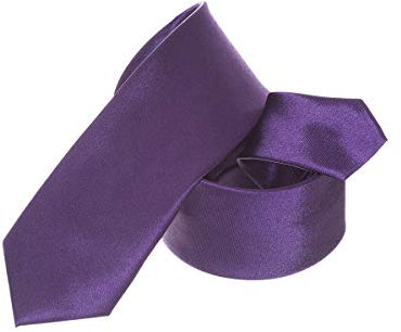 WedDecor Skinny Dark Purple Tie 5cm Solid Colour Slim Necktie – Soft Polyester Unisex Formal Business Tie for Men & Women, Perfect for Weddings, Prom, Parties, Celebrations & Business Meetings