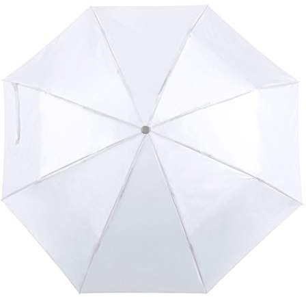eBuyGB Unisex's Mini Folding Compact Pocket Umbrella Manual Opening Telescopic Wedding Lightweight Brolly with Carry Handle Strap and Colour Matchin Protective Sleeve, White, 41