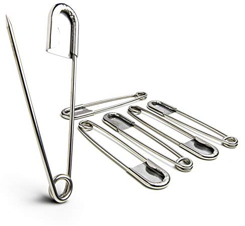Bastex Sicherheitsnadeln, 11,4 cm, extra groß, robust, Edelstahl, für Wäsche, Polstermöbel, Pferdedecke, Quilten, dekorative Mode und mehr, 6 Stück
