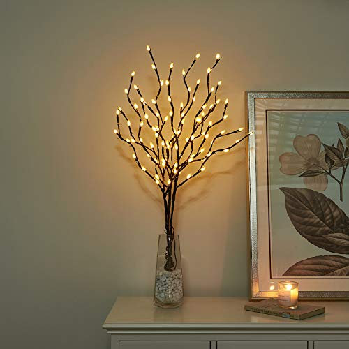 Vanthylit 3PK Decorative Twig Lights for Vase Mains Powered Lighted Branches with 90 Warm White LEDs Twig Christmas Lights Decoration Assessories for Home Living Room Decor (84cm)