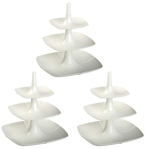 3x Etagere 3 stöckig Kuchenständer Dessertständer Tortenhalter Käseplatte Kunststoff Farbe weiß