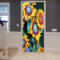 A.Monamour Türtapete Selbstklebend Türfolie Türposter 3D Aquarell Sonnenblume Blüht Grün Blätter Blüht Dunklen Hintergrund Vinyl Folie Türdeko Tapete Wandbild Türaufkleber Türtattoo 77 x 200 cm