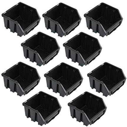 10x Gr. 1 schwarze Lagerboxen Stapelkiste Lagerkiste Stapelboxen