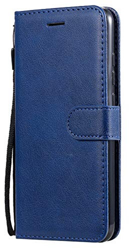 DENDICO Coque pour Xiaomi Redmi Note 8, PU en Cuir Coque Portefeuille Étui Housse, Design Classique TPU Coque pour Xiaomi Redmi Note 8 - Bleu Marin
