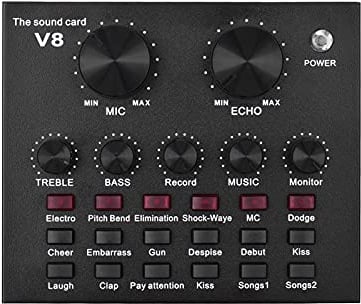 Btuty Tarjeta de sonido de mezcla de audio externa, interfaz de audio USB con múltiples efectos de sonido, batería recargable integrada
