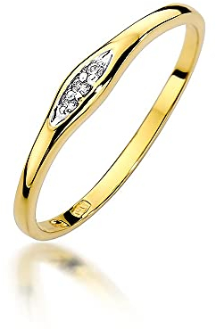 MARKO Damen Verlobungsring aus Gold mit 0,02Ct Diamanten, 14 Karat Gold (585) | Goldring mit Box | Goldring für Frau (Gelbgold, 58 (18.5))
