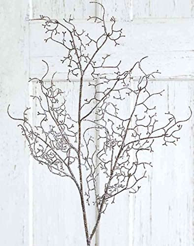 artplants.de Branche de noisetier Artificielle YAURELIS, givrée, Brun-Blanc, 110 cm - Branche décorative