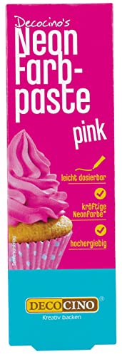 Decocino Neon Lebensmittelpaste pink – hochdosierte Lebensmittel-Farbe – zum Einfärben von Kuchen, Torten, Muffins, Cupcakes – geschmacksneutral