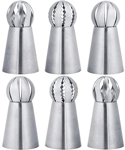 6 Piezas Boquillas para Manga Pastelera Incluyendo Boquillas de Acero Inoxidable,Bolas de Ruso Boquillas,Flor Manga Pastelera Punta,Acero Inoxidable,para Tarta Fondant Crema Herramienta(3 Estilos)
