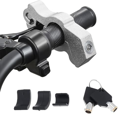 Windance Motorrad-Diebstahlsicherung, robustes Vorderbremsschloss, Gasgriff, Kupplung, Bremshebel, Lenkerschutz (Silber, L)