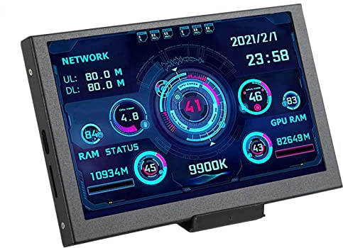 Bewinner 5 Pollici IPS USB Mini Schermo PC CPU HDD Data Monitor, Computer Temp Monitor 5 Pollici IPS Schermo a più Temi USB PC CPU Data Monitor per PC CPU GPU