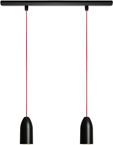 Buchenbusch urban design Hängelampe zweiflammig Küche Theke Tresen Kochinsel (33 Kabelfarben) Beton schwarz hängend höhenverstellbar sparsam GU10 edel black edition