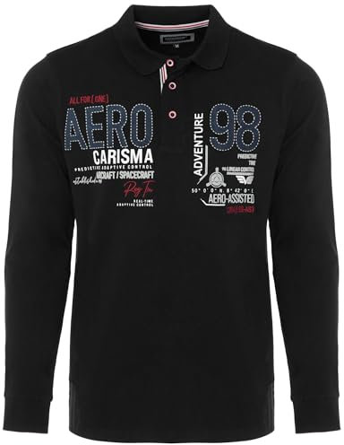 Carisma Langarm Poloshirt für Herren 100% Baumwolle ? Herren Langarmshirt mit Stickerei ? Angenehmes Regular Fit Longsleeve für Büro und Freizeit 3445 BL 3XL