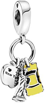 Streetculture Taxi New York City Big Apple USA Love Freiheitsstatue - Statue Of Liberty - Charm 925 Silber Bettelarmband Anhänger Schmuck Geschenk Sterlingsilber