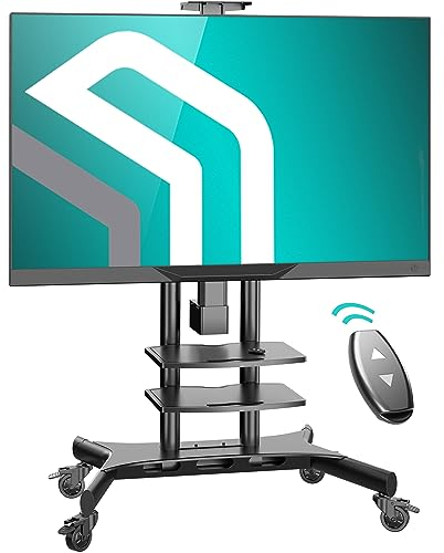 ONKRON TV Ständer rollbar für 50-86 Zoll Fernseher, max Last bis 105.9 kg, elektrischer TV Standfuss höhenverstellbar Fernbedienung, max VESA 800x500, Fernsehständer mit Rollen Schwarz TS1881E-B