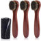 3 Piece Horsehair Shoe Brushes, Shoe Polish Applicator Kit, Leather Shoes Boot Cleaning Brush Care Clean Dauber Applicators Premium Horsehair Cleaning Brushes and Buffing Cloth Set