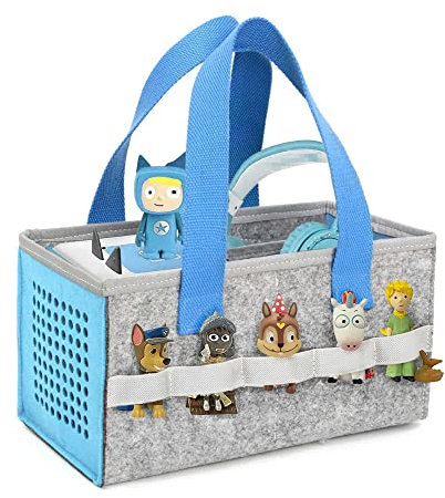 LuckySign - Musikbox Tasche für Toniebox Tragbar Toniebox Transporttasche für Figuren und Box samt Zubehör Aufbewahrung Leichtes Gewicht und große Kapazität, 26X14X14cm - Blau