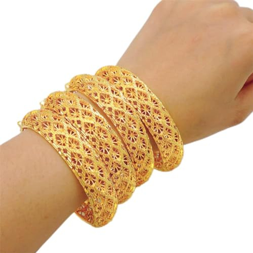 Goldfarbene Armbänder für Damen, Vintage, Dubai-Armreif, arabischer Naher Osten, hawaiianischer indischer Hochzeitsschmuck