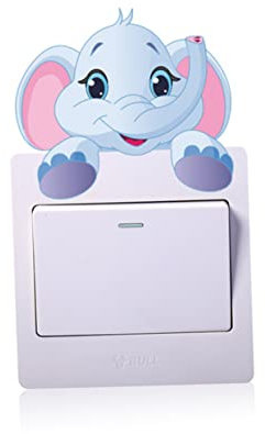 WHAMVOX 8pcs Cartoon Animal Wall Decals Decorative Stickers for Light Outlets Features Elephant Panda Easy to Apply Removable Material for Boys and Girls Rooms