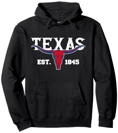 Texas Longhorn-Rodeo Cowboy im Vintage-Stil, Texas, 1845 Pullover Hoodie